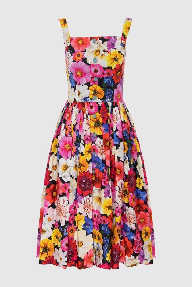 Dolce & Gabbana қалталары бар гүлді өрнекті мақта әйелдер көйлегі 169474 - фото 1