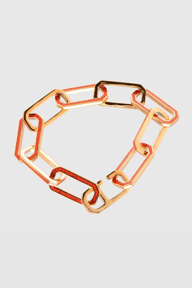 Makova yellow chain bracelet with red crystals women's 169594 - photo 3