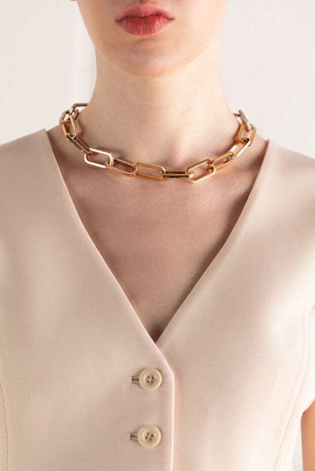 Makova necklace for women yellow with white crystals 169597 - photo 2