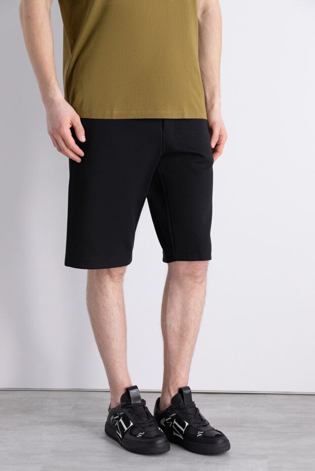 Dolce & Gabbana шорты мужские черные хлопковые с коричневым лого 169616 - фото 3