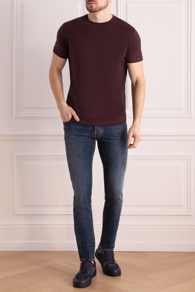 Loro Piana футболка из шелка и хлопка фиолетовая мужская 169626 - фото 2