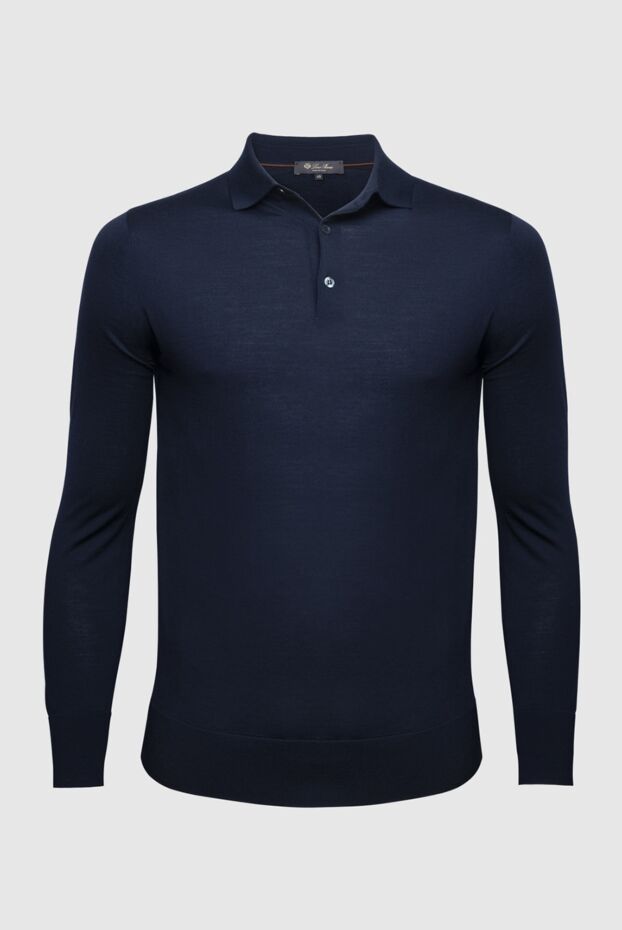 Loro Piana men's long sleeve black and blue wool slim-fit polo shirt with buttons 169631 - photo 1