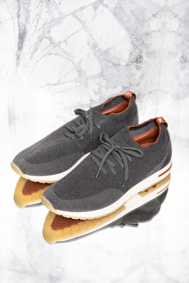 Loro Piana 360 lp flexy walk wish double layer wool sneakers grey men's 169677 - photo 2