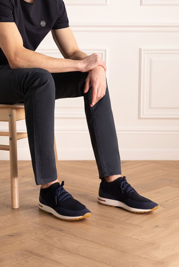 Loro Piana кроссовки 360 lp flexy walk из двухслойной трикотажной шерсти синие 169678 - фото 3