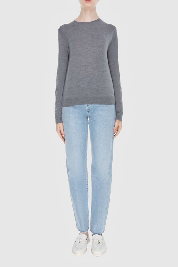 Loro Piana women's grey wool jumper with a fitted silhouette 169709 - photo 2