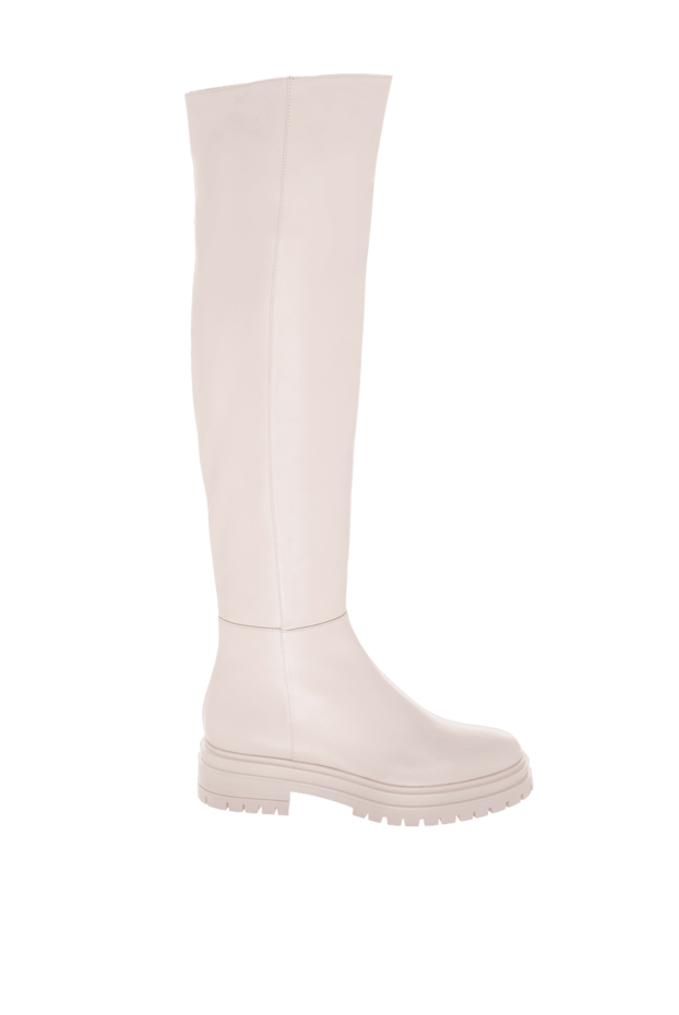 Gianvito Rossi сапоги женские высокие кожаные с массивной подошвой бежевые 169760 - фото 1