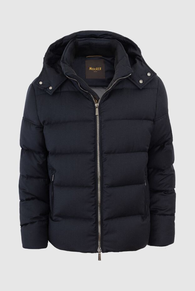 Moorer men's short blue down jacket with a high collar and hood 169779 - photo 1