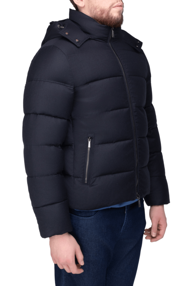 Moorer men's short blue down jacket with a high collar and hood 169779 - photo 3