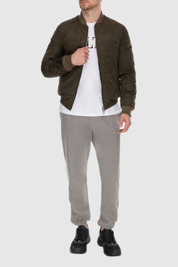 Billionaire men's cropped khaki down jacket with textured print
 169826 - photo 3