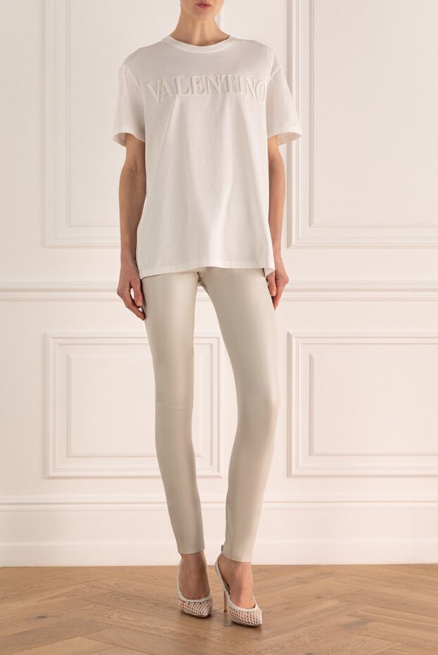 Max&Moi women's leather pants in white, tight-fitting 169830 - photo 2