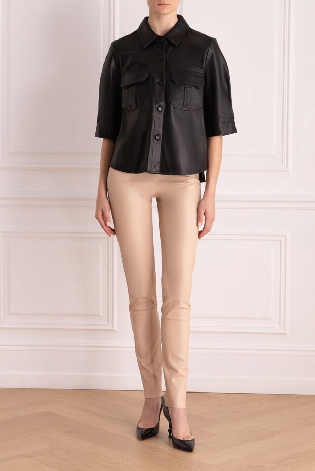 Max&Moi women's leather pants in pink, tight-fitting 169833 - photo 2