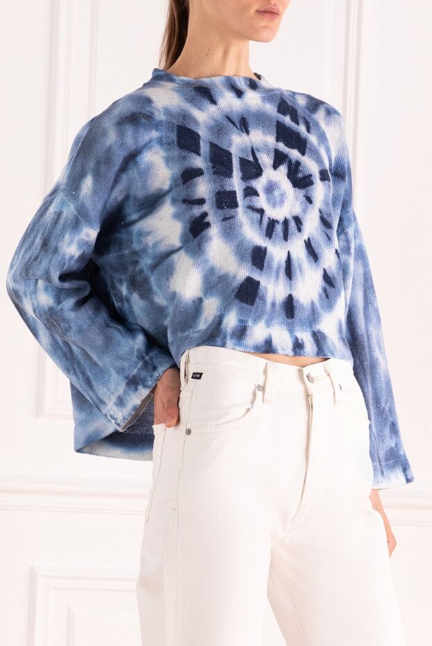Fabiana Filippi blue jumper with abstract tie-dye pattern in cotton and linen
169870 - photo 3