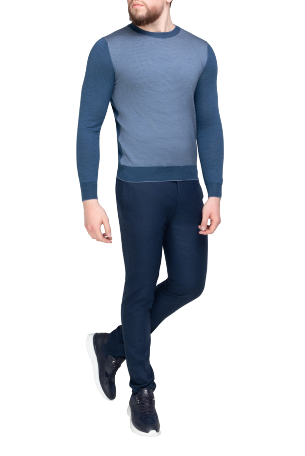 PT01 (Pantaloni Torino) ерлерге арналған көк түсті жүн шалбар, түзу кесілген, төменгі жағы жіңішкерген 169896 - фото 2