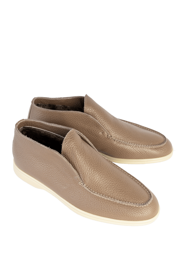 Cesare di Napoli high-top beige leather loafers with fur lining for men 169940 - photo 3