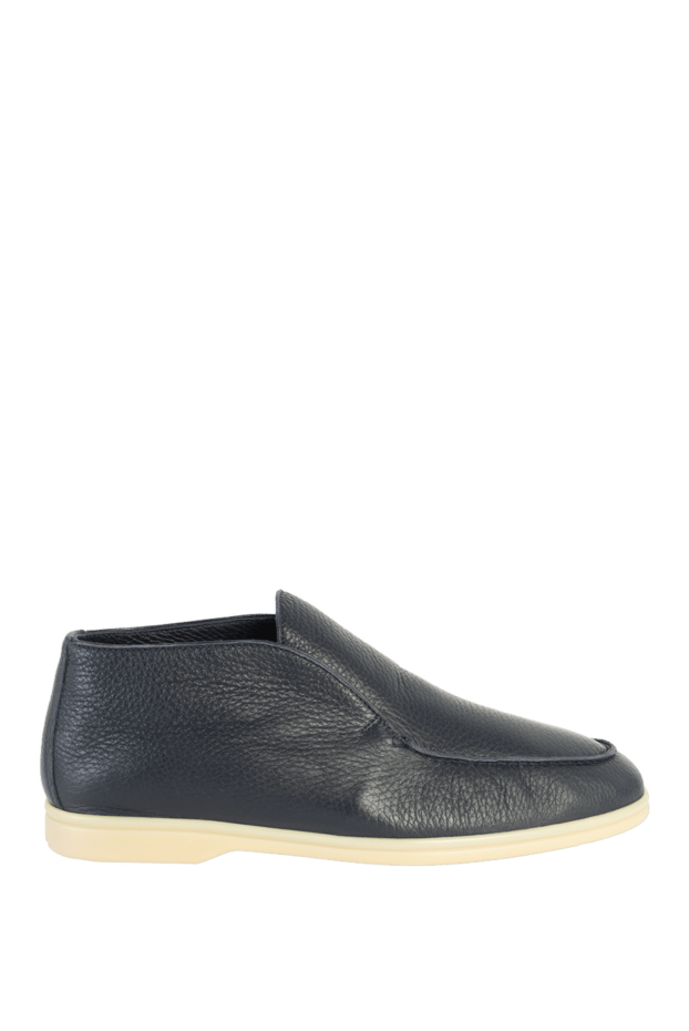 Cesare di Napoli high-top black textured leather loafers with fur lining for men 169941 - photo 1