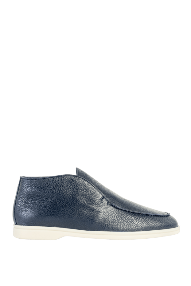 Cesare di Napoli blue leather loafers with fur 169945 - photo 1
