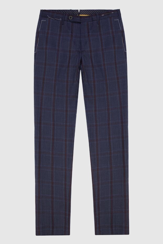 PT01 (Pantaloni Torino) ерлерге арналған қою көк түсті шотландтық жүн шалбар 169971 - фото 1