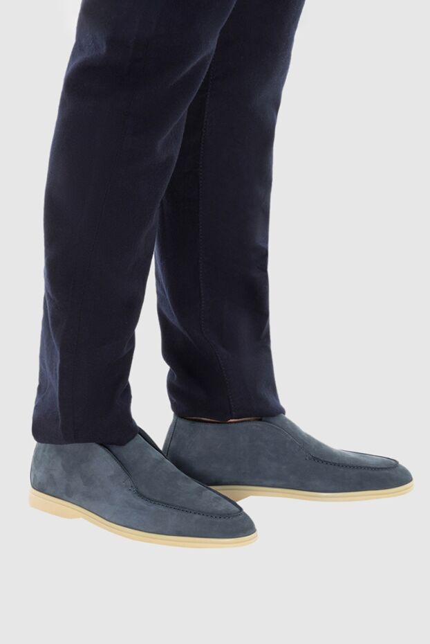 Cesare di Napoli high-top blue nubuck loafers with fur lining for men 169991 - photo 2