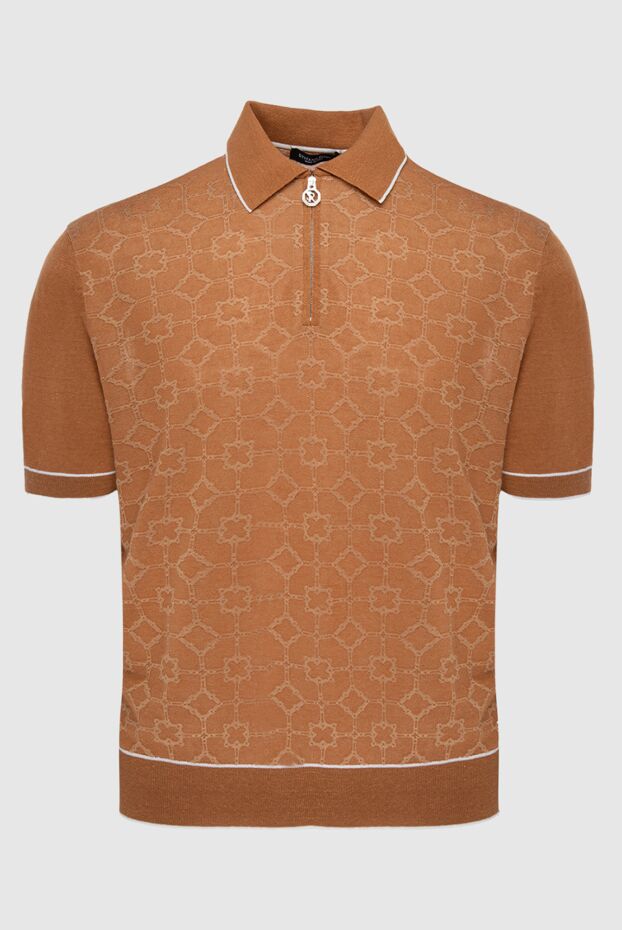 Brown linen and silk polo for men - photo 1