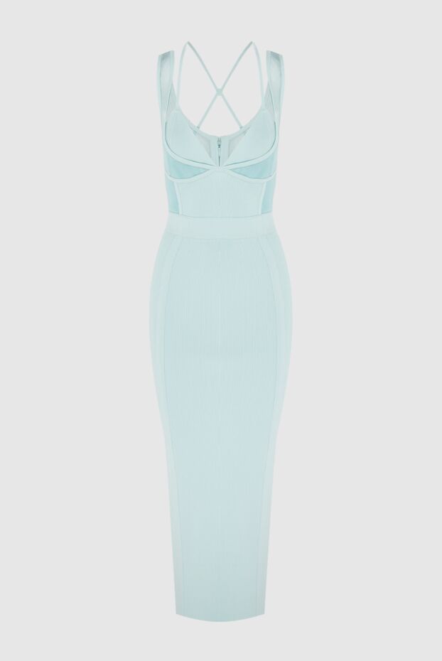 Herve Leger жолақты фактуралы көк жеңсіз әйелдер көйлегі 170157 - фото 1