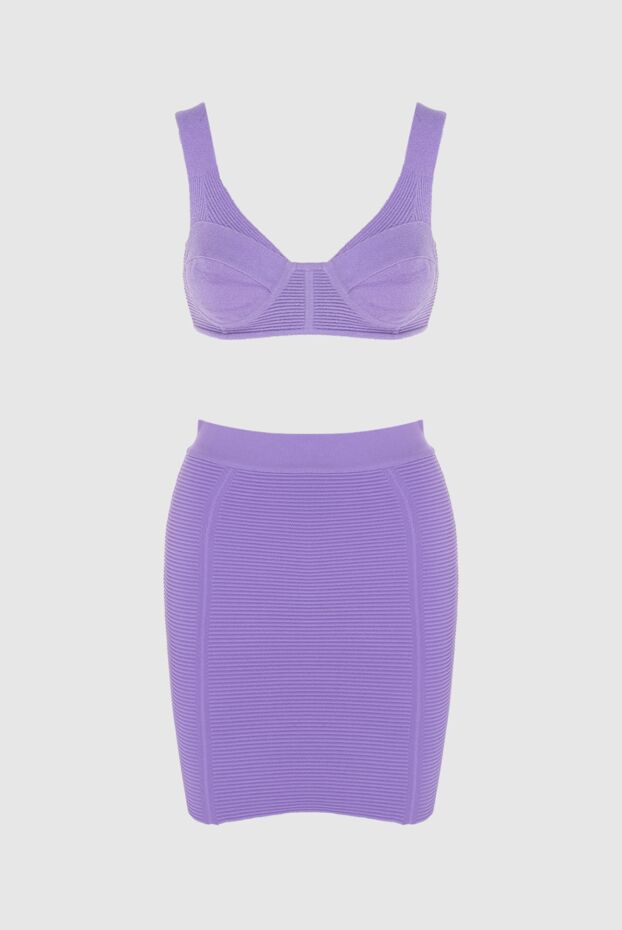 Herve Leger үсті көкірекше және текстуралы трикотаж юбкасымен лаванда костюмі 170164 - фото 1