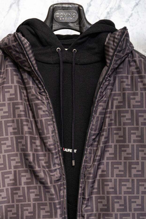 Fendi графикалық логотипі және қиғаш жолақтары бар қайтымды қоңыр көкірекше

 170200 - фото 2