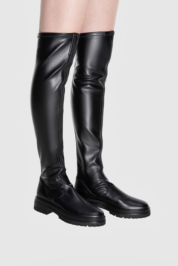 Gianvito Rossi boots women's high leather with chunky sole black 170201 - photo 3