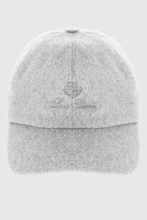 Loro Piana light gray cashmere cap with embroidered logo for men 170205 - photo 1