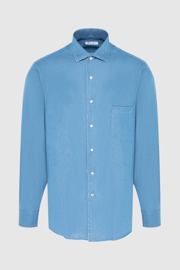 Loro Piana men's blue cotton shirt with breast pocket 170219 - photo 1