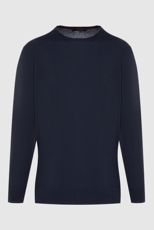 Loro Piana basic cut fine wool jumper in blue 170223 - photo 1