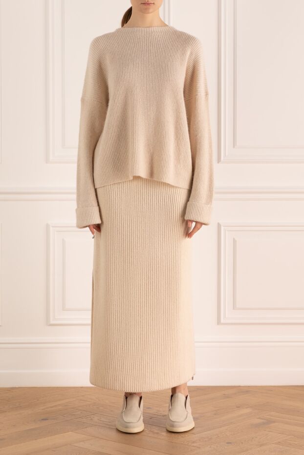 Beige cashmere skirt for women - photo 2