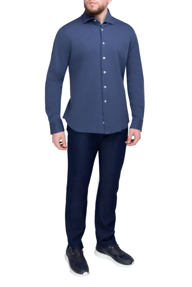 Alessandro Gherardi men's fitted shirt in noble indigo color made of jersey cotton 170233 - photo 2