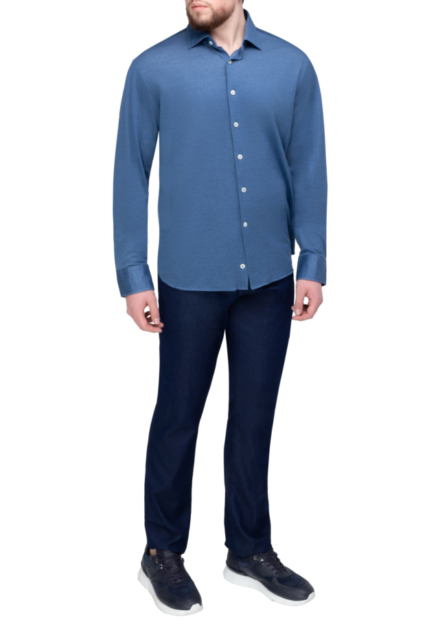 Alessandro Gherardi men's shirt in a muted denim shade made of stretch cotton jersey 170238 - photo 2
