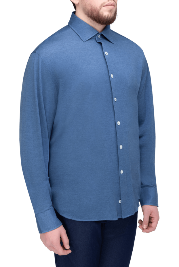 Alessandro Gherardi men's shirt in a muted denim shade made of stretch cotton jersey 170238 - photo 3