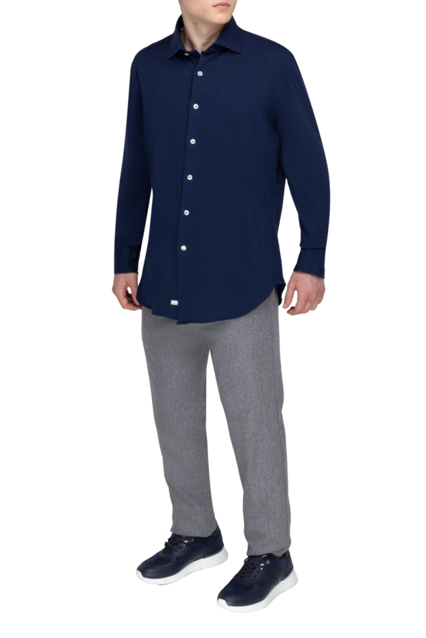 Alessandro Gherardi men's midnight blue stretch cotton jersey shirt 170241 - photo 2
