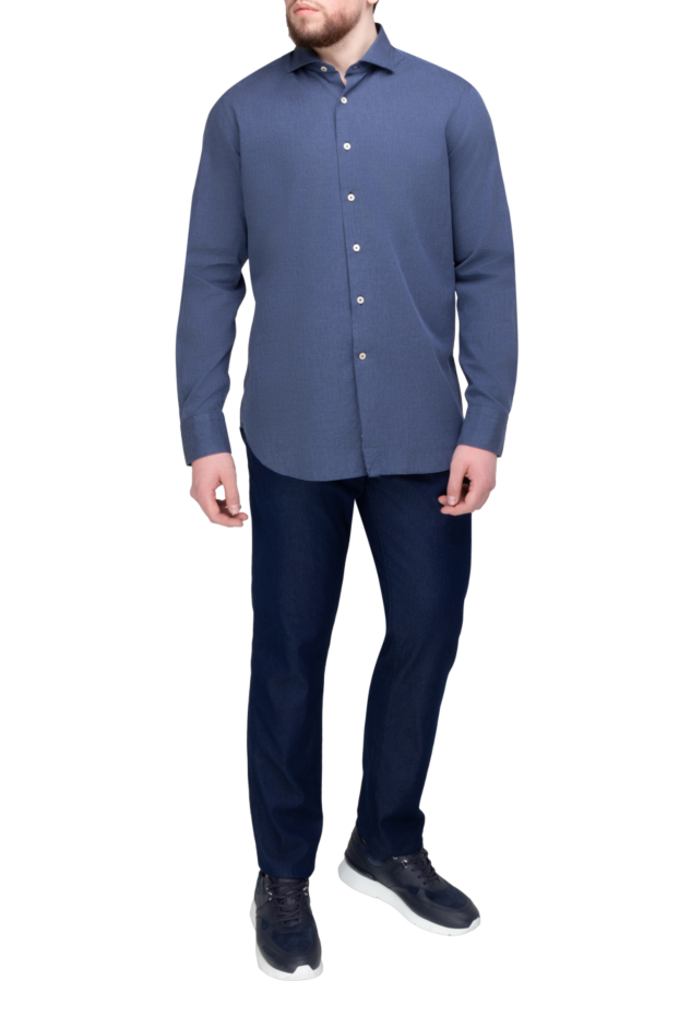 Alessandro Gherardi men's cotton shirt in a muted ink shade with a turn-down collar 170243 - photo 2