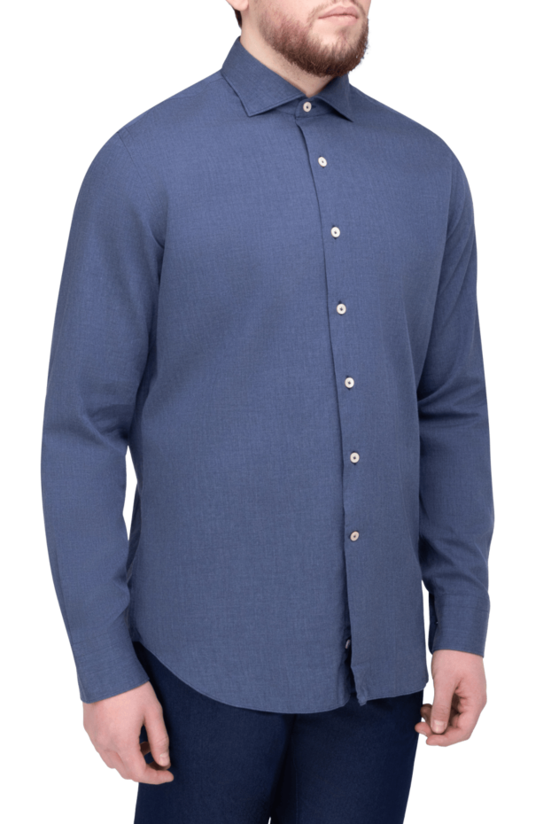 Alessandro Gherardi men's cotton shirt in a muted ink shade with a turn-down collar 170243 - photo 3