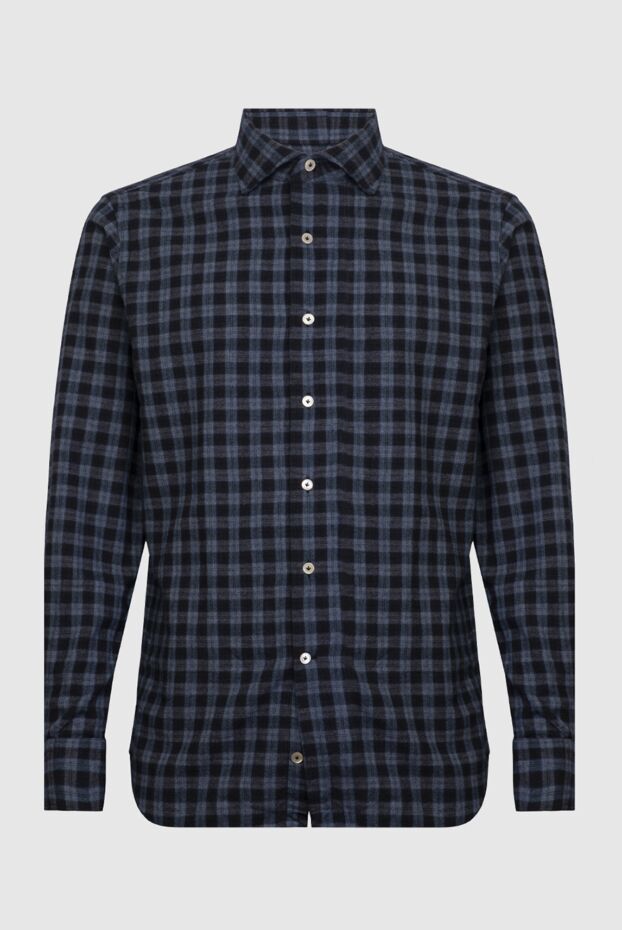 Alessandro Gherardi men's blue and grey checked shirt made of soft premium cotton flannel 170246 - photo 1
