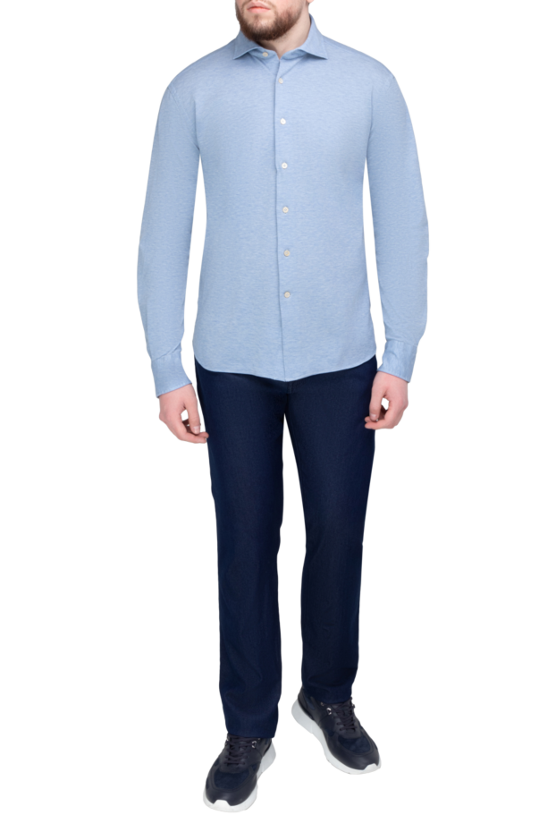 Alessandro Gherardi men's sky blue shirt made of stretch cotton melange jersey 170250 - photo 2