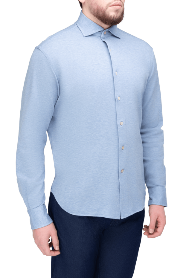 Alessandro Gherardi men's sky blue shirt made of stretch cotton melange jersey 170250 - photo 3
