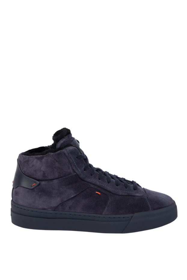 Santoni сникеры из нубука серые мужские 170254 - фото 1