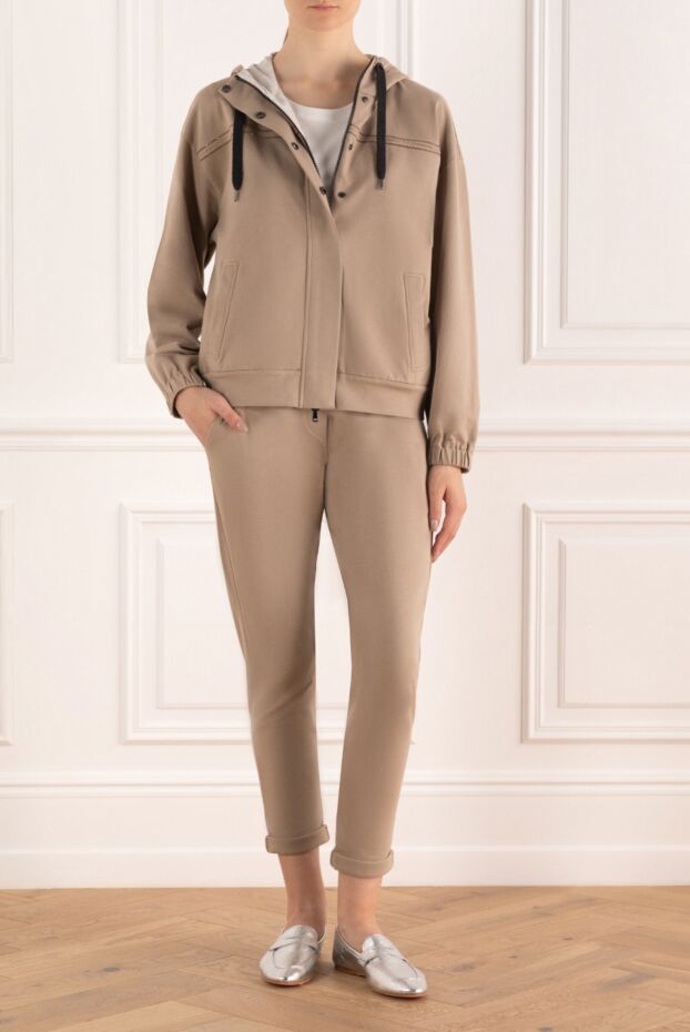 Brunello Cucinelli костюм прогулочный из хлопка женский бежевый 170262 - фото 2