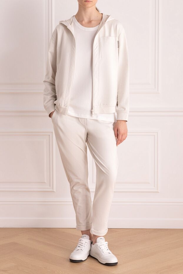 Brunello Cucinelli костюм из мягкого трикотажа белого цвета с капюшоном
 170263 - фото 2