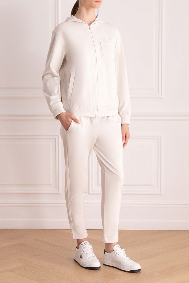 Brunello Cucinelli костюм из мягкого трикотажа белого цвета с капюшоном
 170263 - фото 3