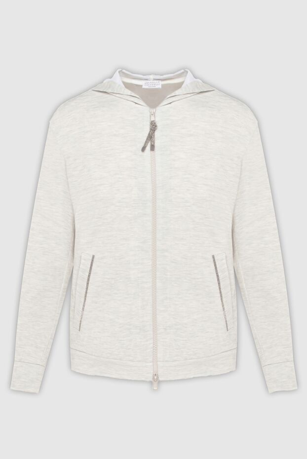 Brunello Cucinelli women's gray cotton and silk cardigan with a zipper 170268 - photo 1