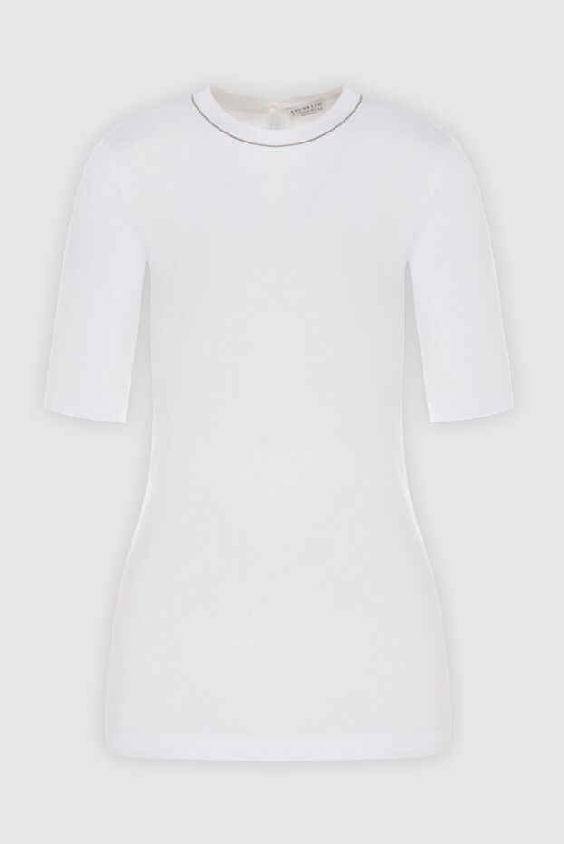 Women's white knitted T-shirt with long sleeves - photo 1