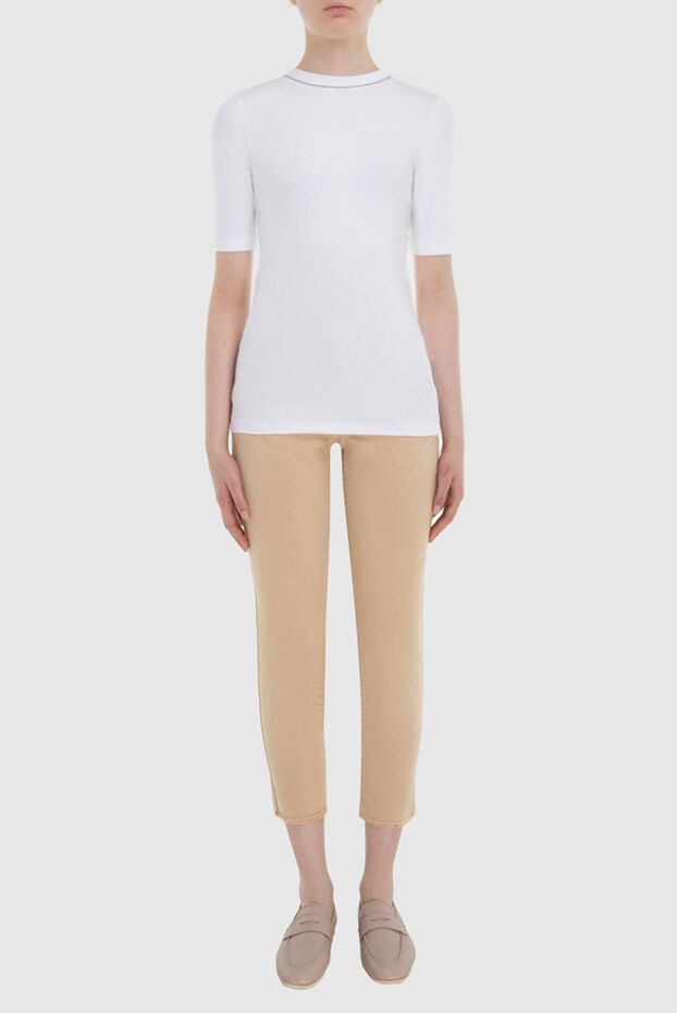Women's white knitted T-shirt with long sleeves - photo 2