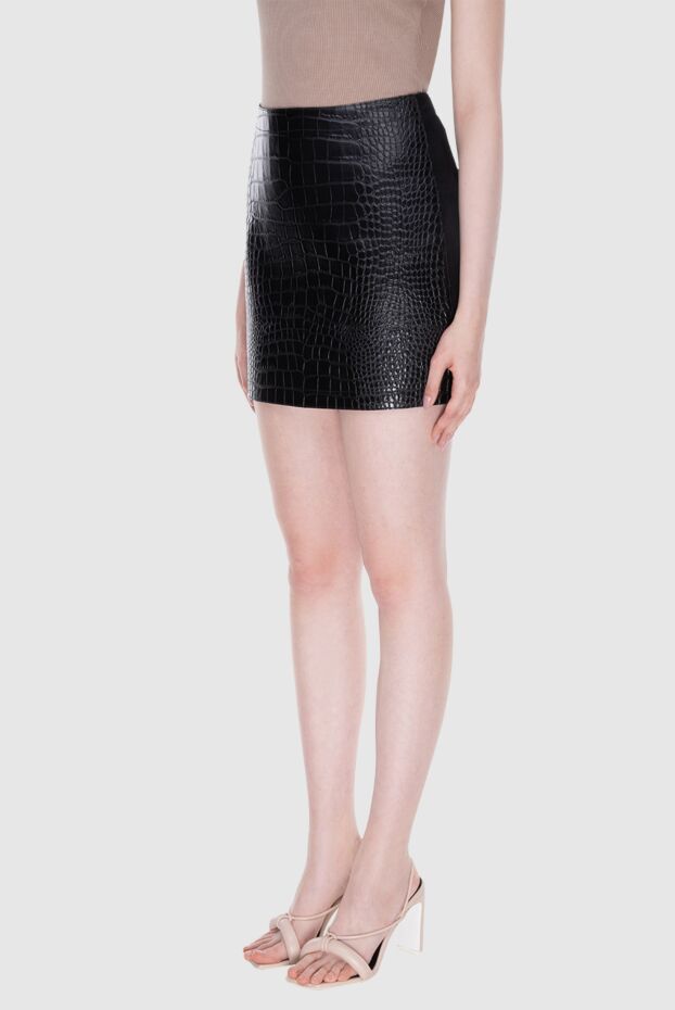 Ermanno Scervino юбка из кожи и замши черная женская 170384 - фото 3