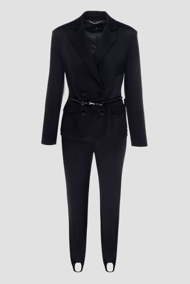 Ermanno Scervino чёрный костюм женский с жакетом и брюками-стрепс из вискозы и шерсти
170410 - фото 1