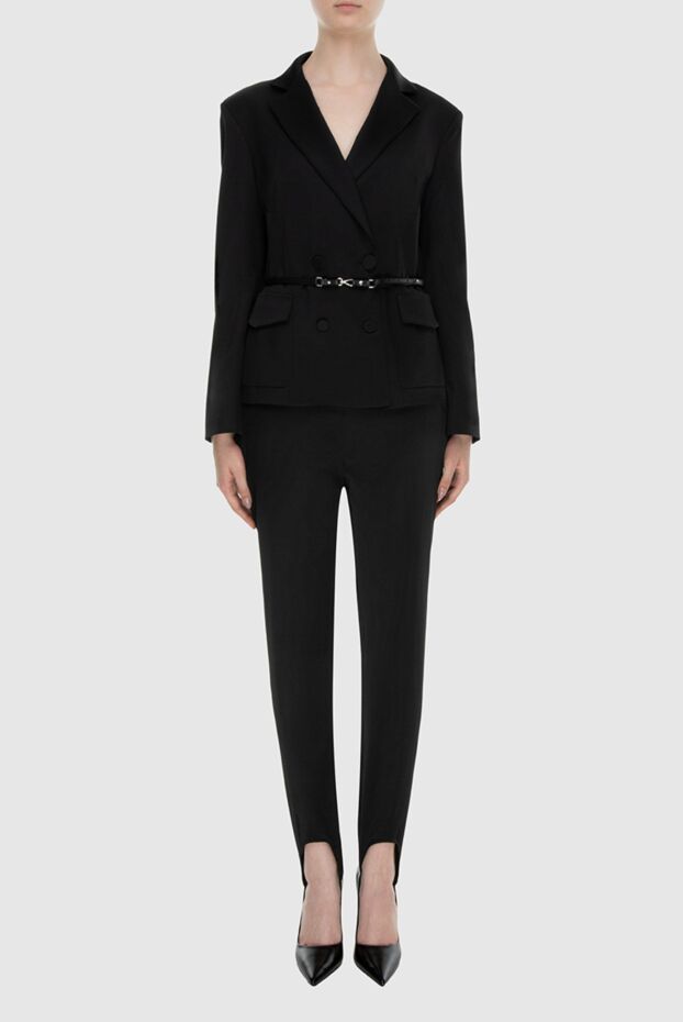 Ermanno Scervino чёрный костюм женский с жакетом и брюками-стрепс из вискозы и шерсти
 170410 - фото 2